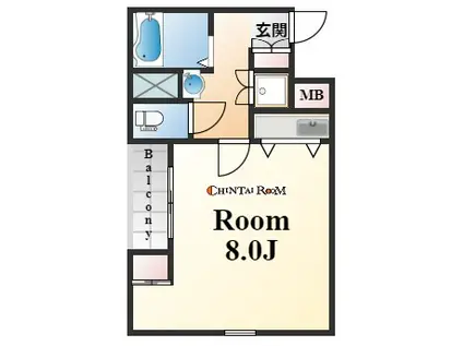 ペルル芦屋(1K/2階)の間取り写真