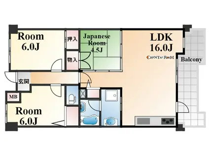 メゾンドカスカード六甲(3LDK/2階)の間取り写真