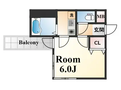 ロイヤルヒル神戸三宮Ⅱ(1K/11階)の間取り写真