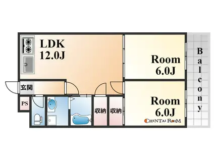 ラムール住吉(2LDK/3階)の間取り写真