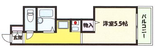 パレス六甲(1K/3階)の間取り写真