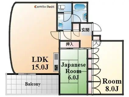 グランフォルム岡本(2LDK/2階)の間取り写真