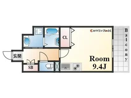 サンクラッソ三ノ宮加納町(1K/10階)の間取り写真