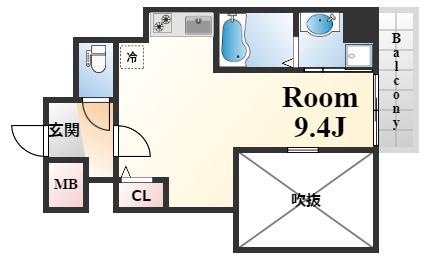 THE GRID北野坂(ワンルーム/4階)の間取り写真