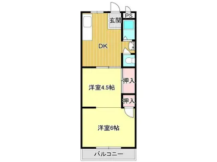 シャトー第10神戸(2DK/2階)の間取り写真