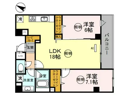神戸海岸通 萬利RESIDENCE(2LDK/5階)の間取り写真