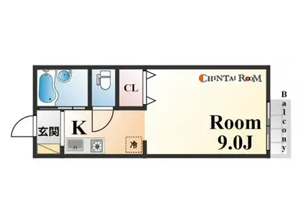 甲南ハイツ(1K/1階)の間取り写真