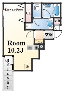 STRAUSS六甲(1K/3階)の間取り写真