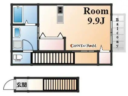 ウィズ諏訪山(1K/2階)の間取り写真