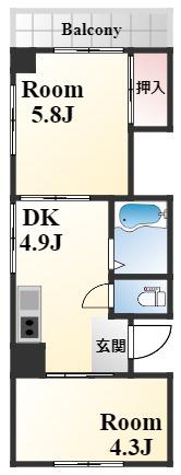 BALOH KONAN(2DK/3階)の間取り写真