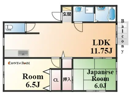 吉川ハイツA棟(2LDK/1階)の間取り写真