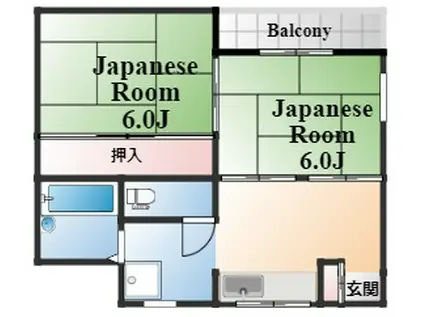 セレコート東灘(2DK/2階)の間取り写真