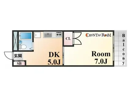 城の下ハイツ(1DK/1階)の間取り写真