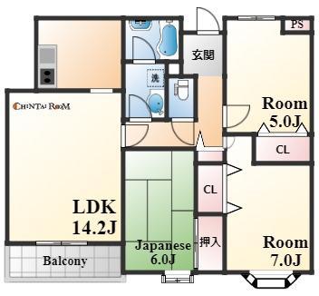 岡本山手アーバンライフ(3LDK/3階)の間取り写真
