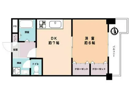 フレックス中山手(1LDK/2階)の間取り写真