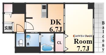 ヴィレッタの杜・住吉(1DK/7階)の間取り写真