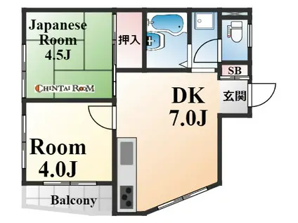 ASANTE SANA(2DK/2階)の間取り写真