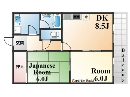 クヴェレ御影(2DK/6階)の間取り写真