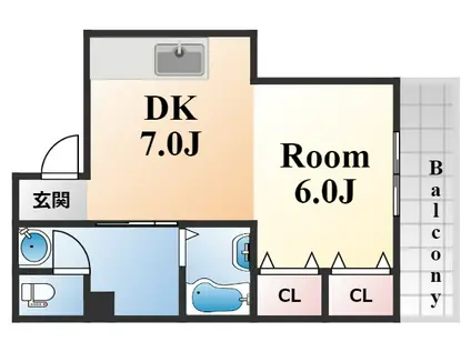 キリンハイム(1DK/7階)の間取り写真