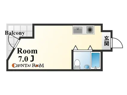 ベルデ北野(1K/3階)の間取り写真