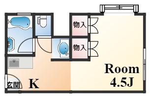 味吉ビル(ワンルーム/5階)の間取り写真