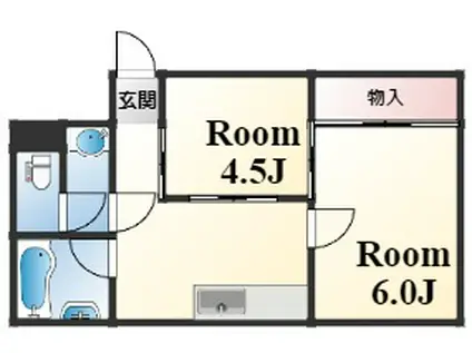サングリーンハイツ(2DK/5階)の間取り写真