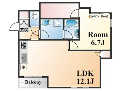 コスモ住吉川(1LDK/4階)の間取り写真