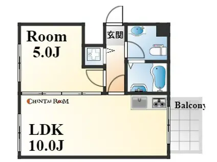 ERCOURT住吉川(1LDK/1階)の間取り写真
