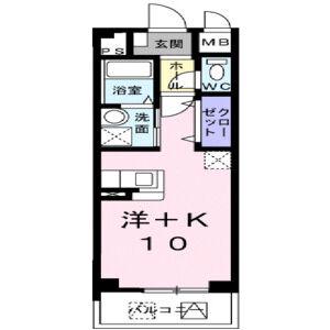 プラチナコート(ワンルーム/2階)の間取り写真