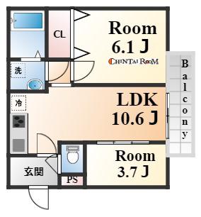 GREEN GRASS(2LDK/3階)の間取り写真
