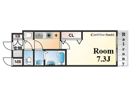 プレサンス三宮フラワーロード(1K/10階)の間取り写真