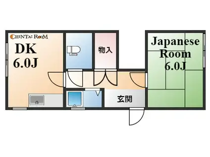 灘北ハイツ(1DK/2階)の間取り写真