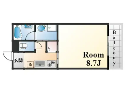 影松ライフ(1DK/1階)の間取り写真