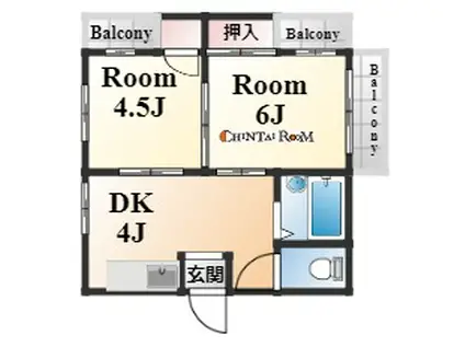 ドルフ西岡本(2DK/3階)の間取り写真