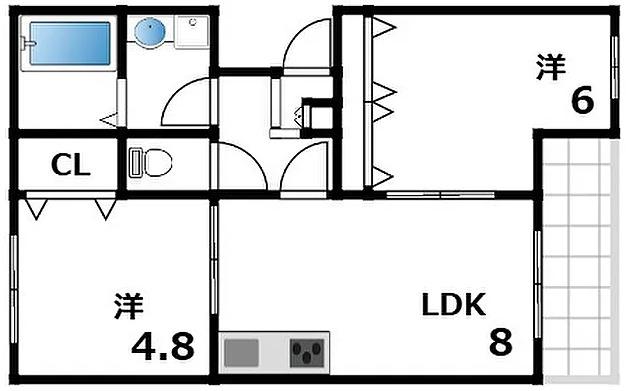 福田マンション(2LDK/1階)の間取り写真