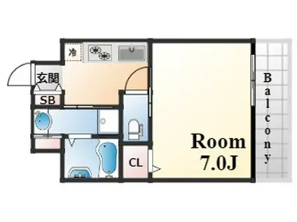 グランメール灘(1K/4階)の間取り写真