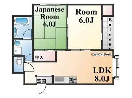 住吉リバーサイドマンション(2LDK/4階)の間取り写真
