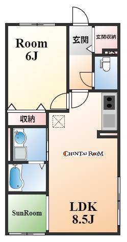 マローネ本山(1LDK/1階)の間取り写真