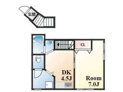 うえむらハイツ(1DK/2階)の間取り写真