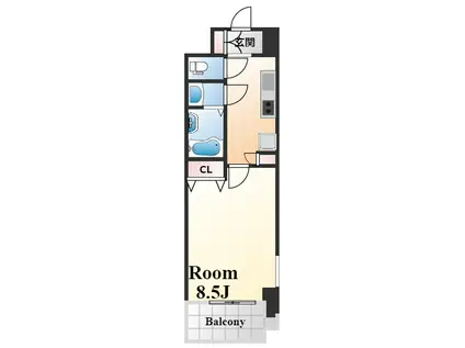 WILLDO三宮イースト(1K/5階)の間取り写真