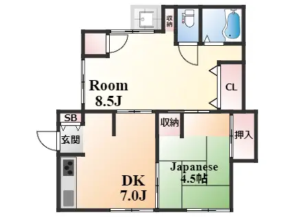 船寺アパート(2DK/1階)の間取り写真
