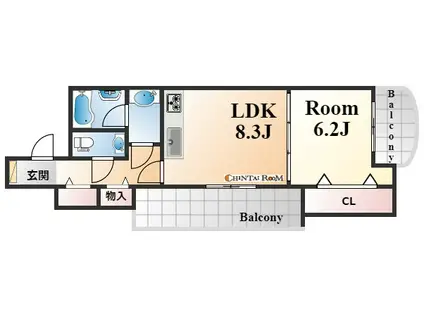 ワコーレ住吉川イースト(1LDK/4階)の間取り写真