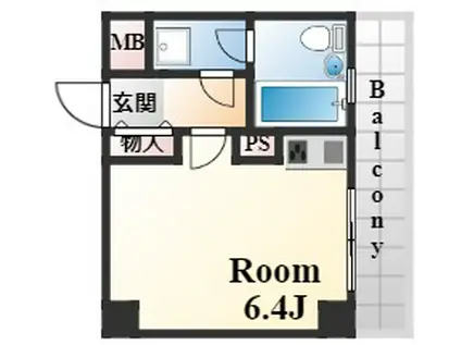六甲道シティハウス(ワンルーム/6階)の間取り写真