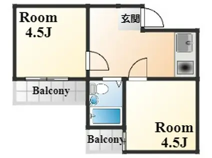 アメニティ東神戸(2K/3階)の間取り写真