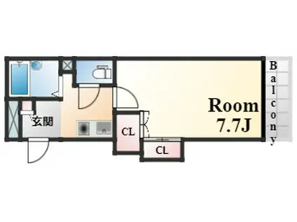 アミティエ六甲(1K/2階)の間取り写真