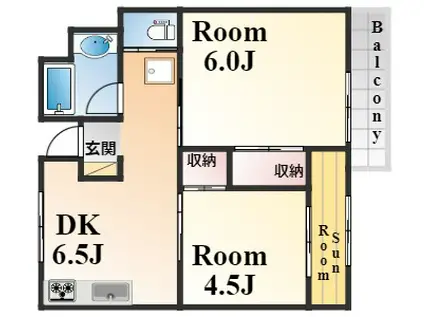 エスペランサ魚崎(2DK/7階)の間取り写真
