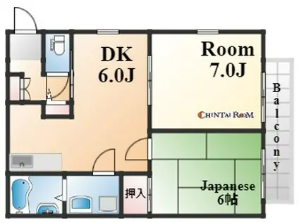 モンシャトーK熊内(2DK/1階)の間取り写真