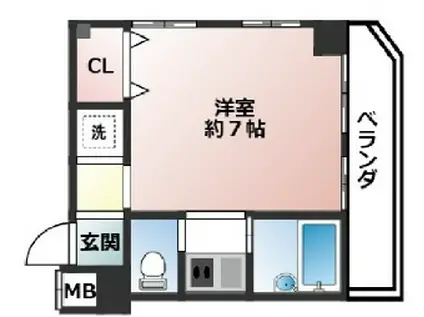 オズフラッツ本山(ワンルーム/3階)の間取り写真