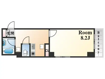 ヴィラ神戸3(1K/5階)の間取り写真