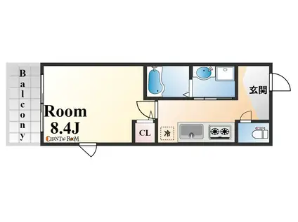 LSステューディオ岡本(1K/8階)の間取り写真